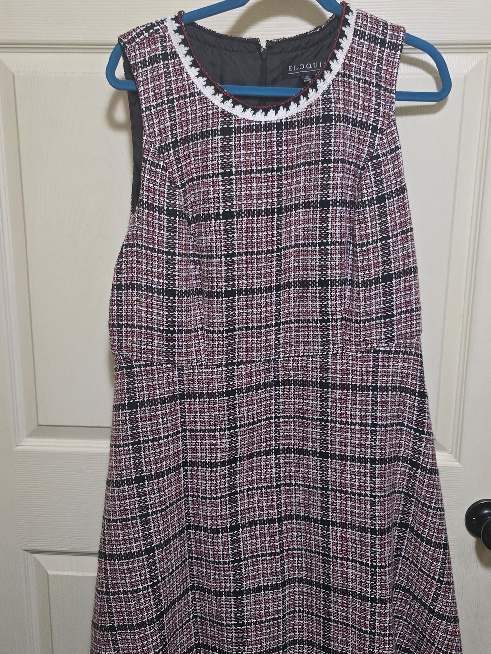 Eloquii Red and Black Tweed A-Line Midi Dress Size 16
